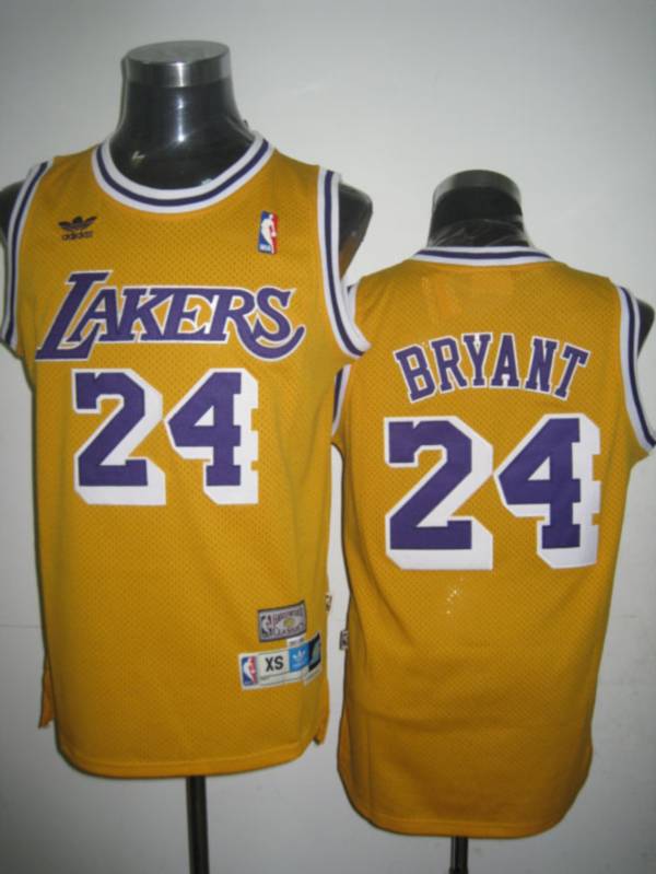 Mitchell and Ness Lakers #24 Kobe Bryant Yellow Stitched Throwback NBA Jersey