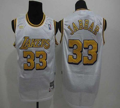 Lakers #33 Abdul Jabbar White Throwback Stitched NBA Jersey
