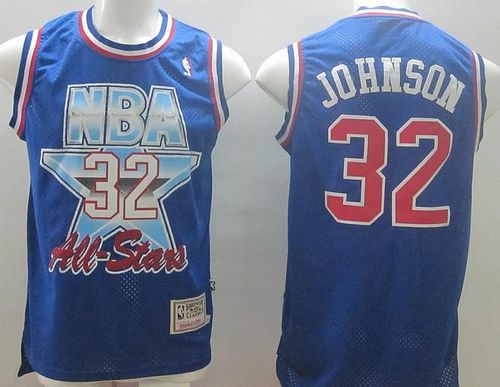 Mitchell And Ness Lakers #32 Magic Johnson Blue 1993 All Star Stitched NBA Jersey