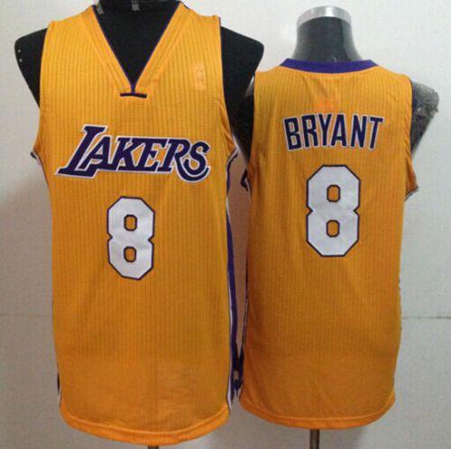 Lakers #8 Kobe Bryant Gold Throwback Stitched NBA Jersey