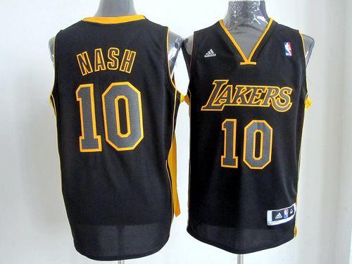 Revolution 30 Lakers #10 Steve Nash Black(Gold NO.) Stitched NBA Jersey