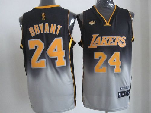 Lakers #24 Kobe Bryant Black/Grey Fadeaway Fashion Stitched NBA Jersey