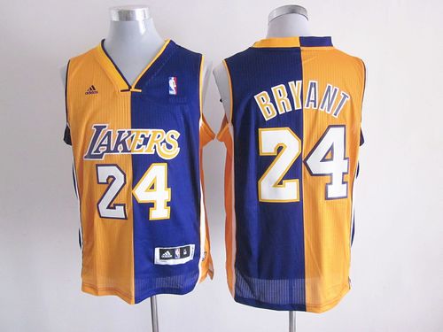 Lakers #24 Kobe Bryant Yellow/Purple Split Fashion Stitched NBA Jersey