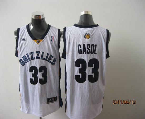 Grizzlies #33 Marc Gasol Revolution 30 White Stitched NBA Jersey