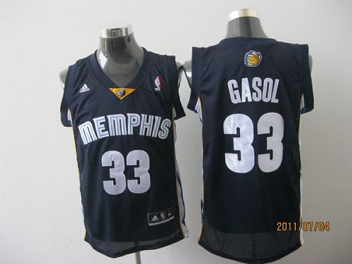 Grizzlies #33 Marc Gasol Revolution 30 Dark Blue Stitched NBA Jersey
