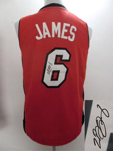 Revolution 30 Autographed Heat #6 LeBron James Red Stitched NBA Jersey