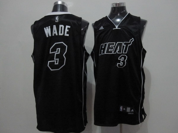 Heat #3 Dwyane Wade Black Shadow Stitched NBA Jersey