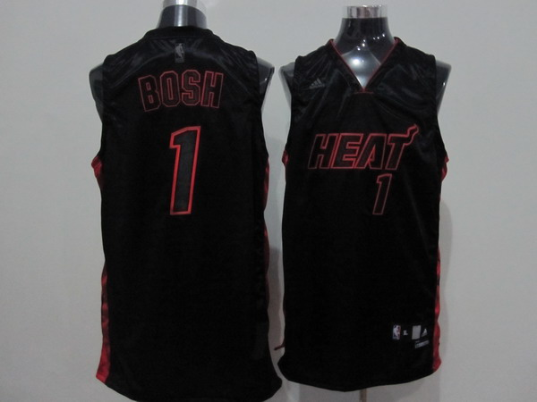 Heat #1 Chris Bosh Black With Red&Black Number New Style Stitched NBA Jersey