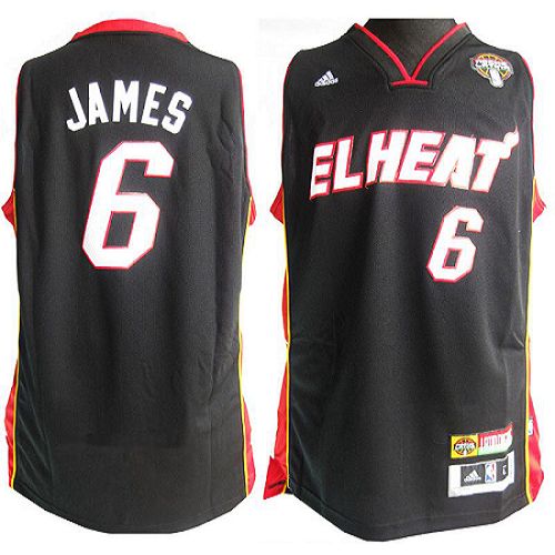 Latin Nights Heat #6 LeBron James Black Stitched NBA Jersey