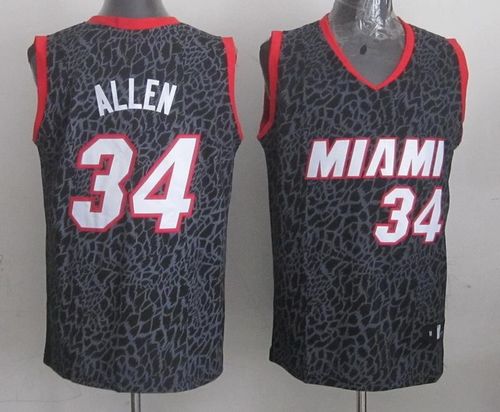 Heat #34 Ray Allen Black Crazy Light Stitched NBA Jersey