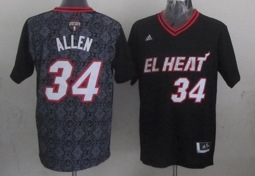 Heat #34 Ray Allen Black New Latin Nights Stitched NBA Jersey