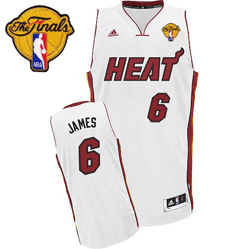 Heat Finals Patch #6 LeBron James Revolution 30 White Stitched NBA Jersey