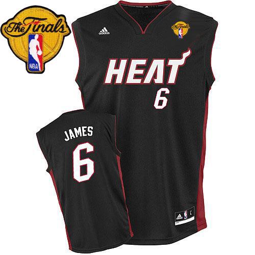 Heat Finals Patch #6 LeBron James Black Stitched NBA Jersey