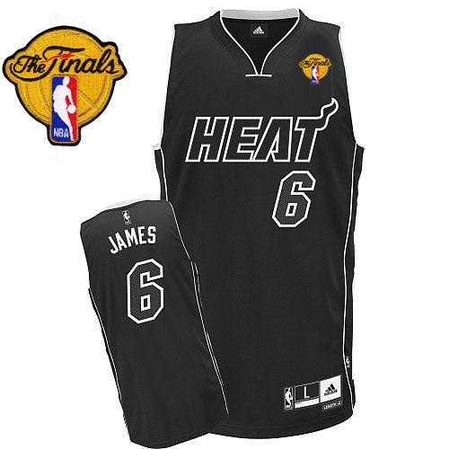 Heat Finals Patch #6 LeBron James Black Shadow Stitched NBA Jersey