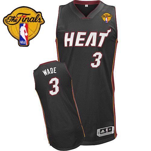 Heat Finals Patch #3 Dwyane Wade Revolution 30 Black Stitched NBA Jersey