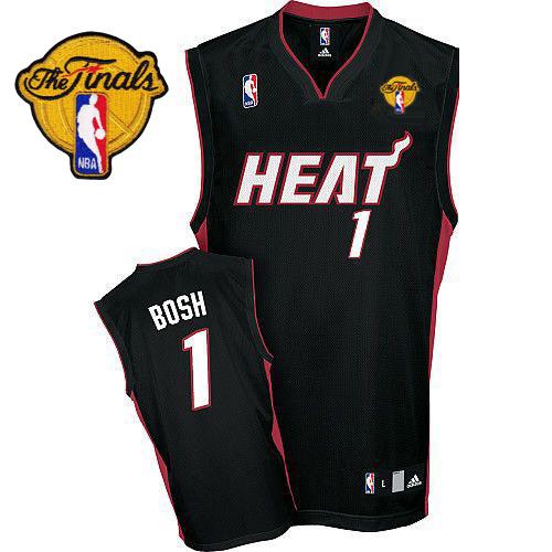 Heat Finals Patch #1 Chris Bosh Black Stitched NBA Jersey