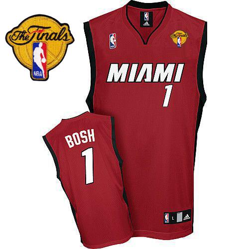 Heat Finals Patch #1 Chris Bosh Red Stitched NBA Jersey