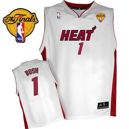 Heat Finals Patch #1 Chris Bosh White Stitched NBA Jersey