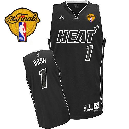 Heat Finals Patch #1 Chris Bosh Black Shadow Stitched NBA Jersey