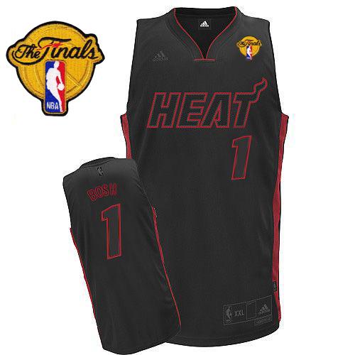 Heat Finals Patch #1 Chris Bosh Black With Black&Red No. Stitched NBA Jersey
