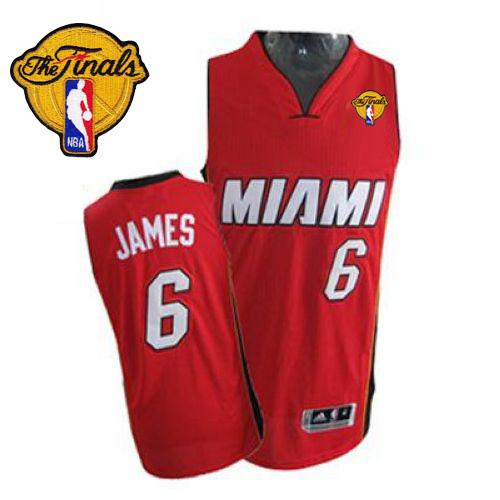 Heat Finals Patch #6 LeBron James Revolution 30 Red Stitched NBA Jersey