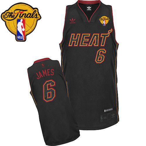 Heat Finals Patch #6 LeBron James Carbon Fiber Fashion Black Stitched NBA Jersey