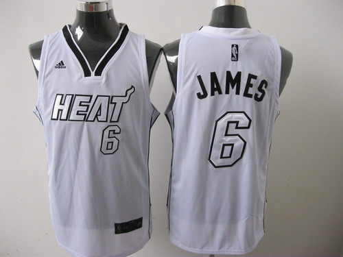 Heat #6 LeBron James Silver No. White Stitched NBA Jersey