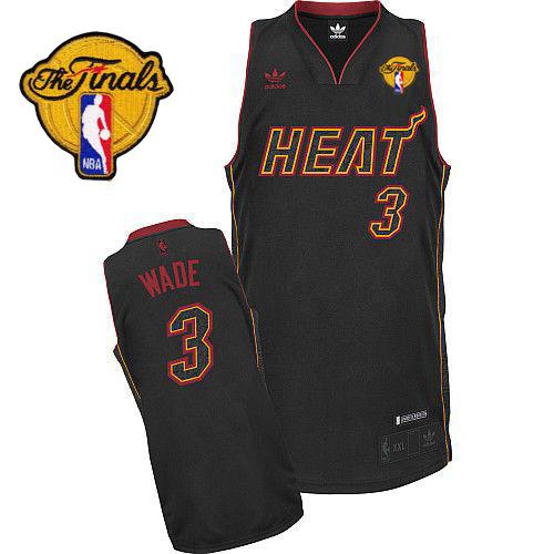Heat Finals Patch #3 Dwyane Wade Carbon Fiber Fashion Black Stitched NBA Jersey