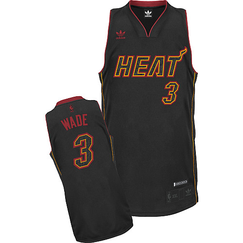 Heat #3 Dwyane Wade Carbon Fiber Fashion Black Stitched NBA Jersey