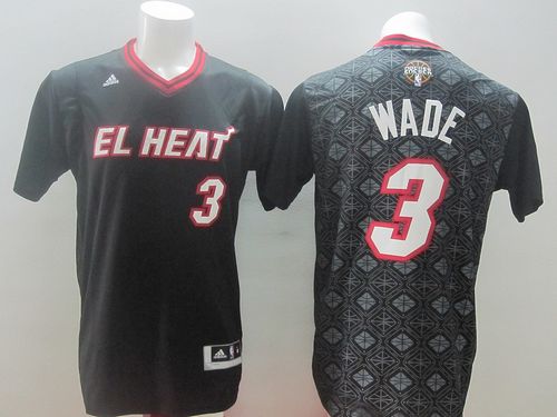 Heat #3 Dwyane Wade Black New Latin Nights Stitched NBA Jersey