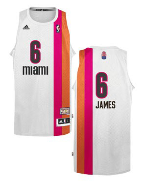 Heat #6 LeBron James White ABA Hardwood Classic Stitched NBA Jersey