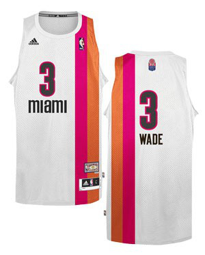 Heat #3 Dwyane Wade White ABA Hardwood Classic Stitched NBA Jersey