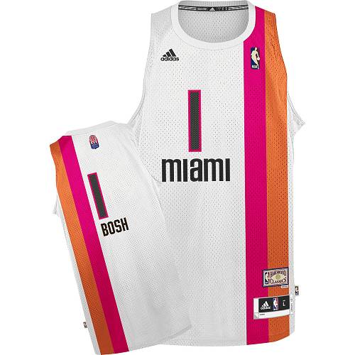 Heat #1 Chris Bosh White ABA Hardwood Classic Stitched NBA Jersey