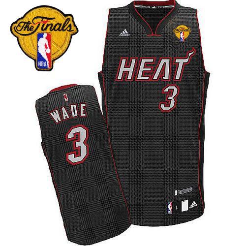 Heat #3 Dwyane Wade Black Rhythm Fashion With Finals Patch Stitched NBA Jersey