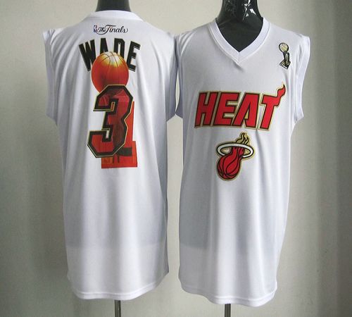 2012 NBA Finals Heat #3 Dwyane Wade White Stitched NBA Jersey