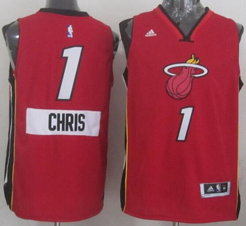 Heat #1 Chris Bosh Red 2014 15 Christmas Day Stitched NBA Jersey