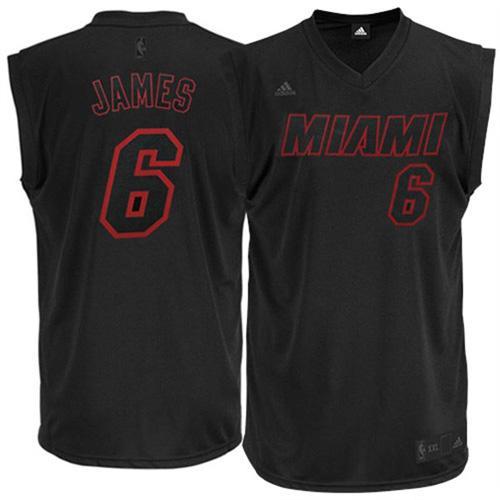 Heat #6 LeBron James Black on Black Stitched NBA Jersey