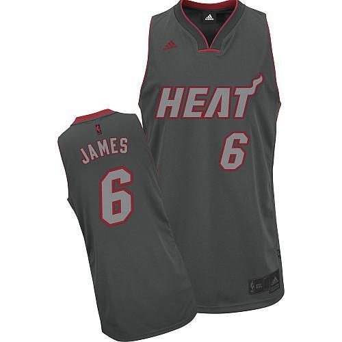 Heat #6 LeBron James Grey Graystone Fashion Stitched NBA Jersey