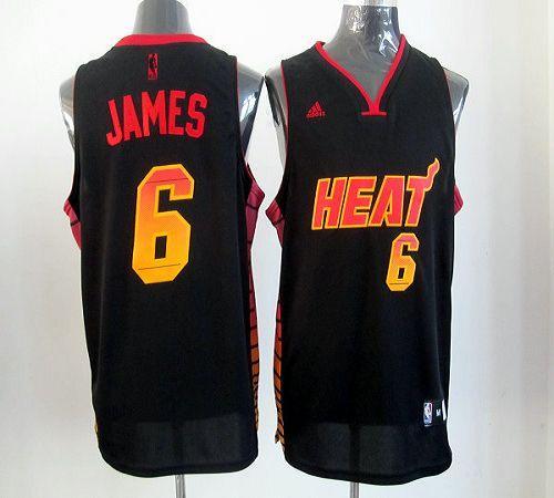 Heat #6 LeBron James Black Stitched NBA Vibe Jersey