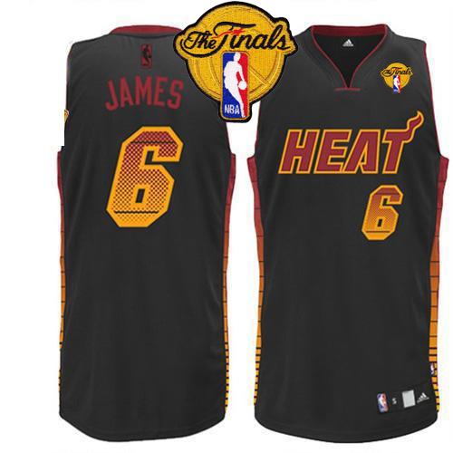 Heat #6 LeBron James Black Finals Patch Stitched NBA Vibe Jersey