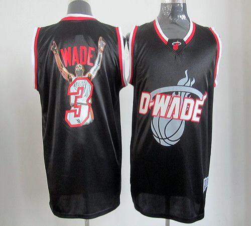 Heat #3 Dwyane Wade Black Majestic Athletic Notorious Fashion Stitched NBA Jersey