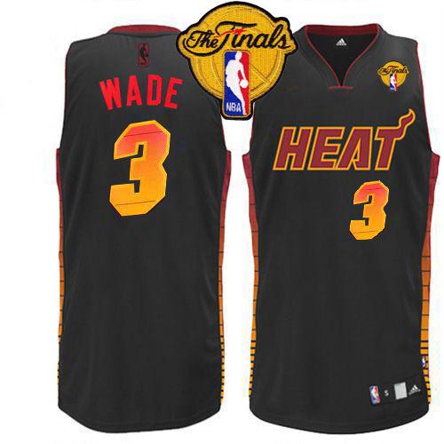 Heat #3 Dwyane Wade Black Finals Patch Stitched NBA Vibe Jersey