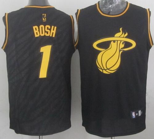 Heat #1 Chris Bosh Black Precious Metals Fashion Stitched NBA Jersey
