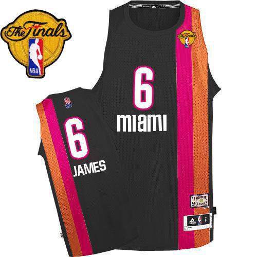 Heat #6 LeBron James Black ABA Hardwood Classic With Finals Patch Stitched NBA Jersey