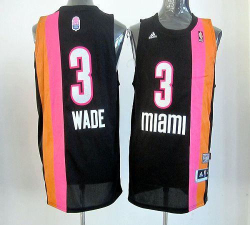Heat #3 Dwyane Wade Black ABA Hardwood Classic Stitched NBA Jersey