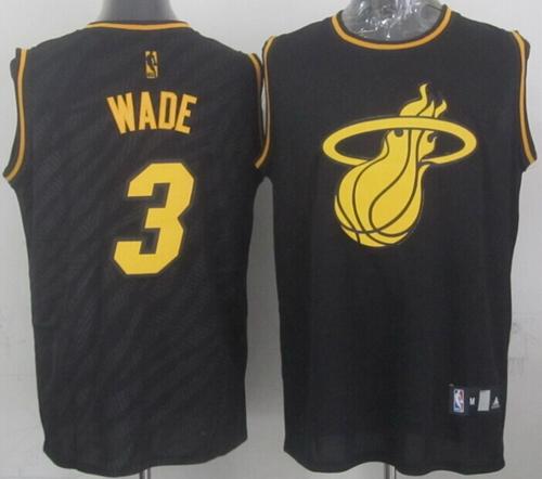 Heat #3 Dwyane Wade Black Precious Metals Fashion Stitched NBA Jersey