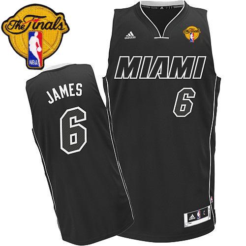 Revolution 30 Heat #6 LeBron James Black/White Finals Patch Stitched NBA Jersey