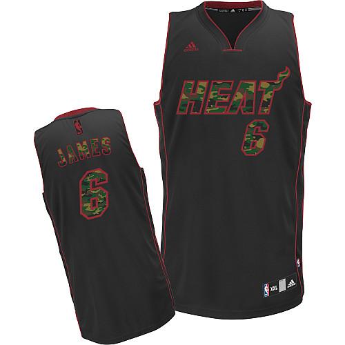 Heat #6 LeBron James Black Camo Fashion Stitched NBA Jersey
