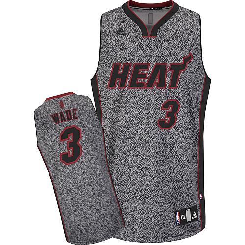 Heat #3 Dwyane Wade Grey Static Fashion Stitched NBA Jersey