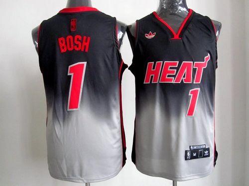 Heat #1 Chris Bosh Black/Grey Fadeaway Fashion Stitched NBA Jersey